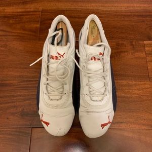 Puma Drift Cat White & Blue leather driving shoes